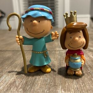 Charlie Brown and peppermint patty figures from Charlie Brown nativity scene